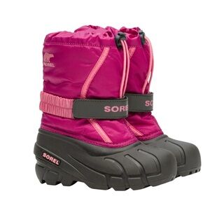 Sorel Snow Commander Kids Winter Boots Pink/Black – Size 5 (Removable Liner)